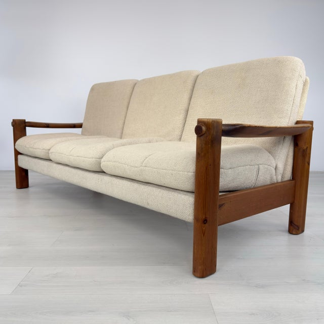 Mid-Century Modern Danish Pine Three-Seater Sofa 1960s For Sale - Image 3 of 13
