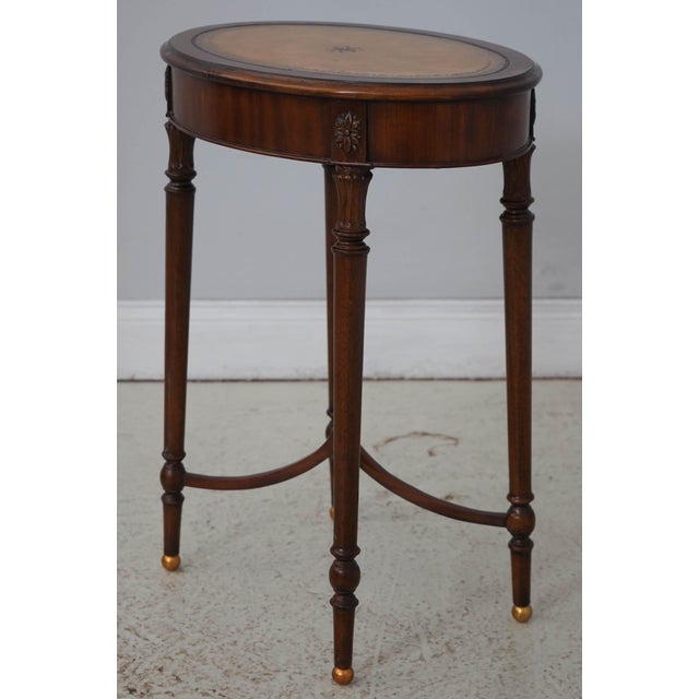Age: Approx: 20 Years Old Details: Mahogany Brass Capped Feet High Quality Construction Nice Tooled Leather Top...