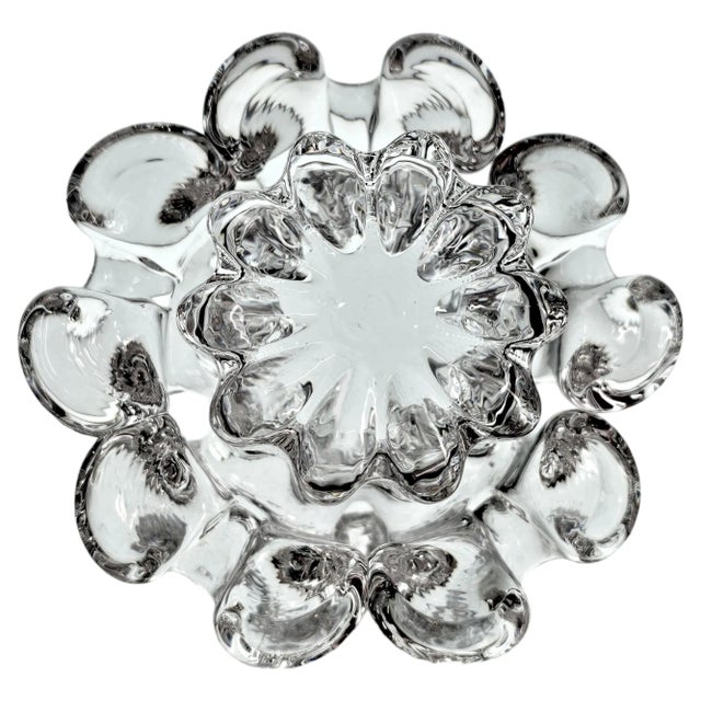 Transparent Kosta Boda Goran Warff Glass Candle Holders Pair For Sale - Image 8 of 11