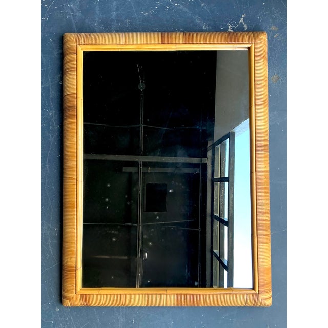 Bielecky Brothers Vintage Boho Wrapped Rattan Mirror For Sale - Image 4 of 8
