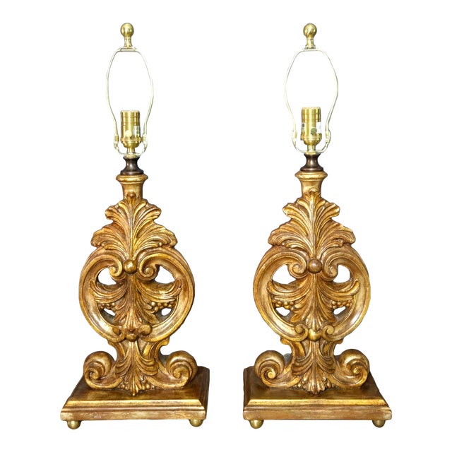 John Richard Table Lamps, Ornate W Berries & Brass Trim - a Pair For Sale