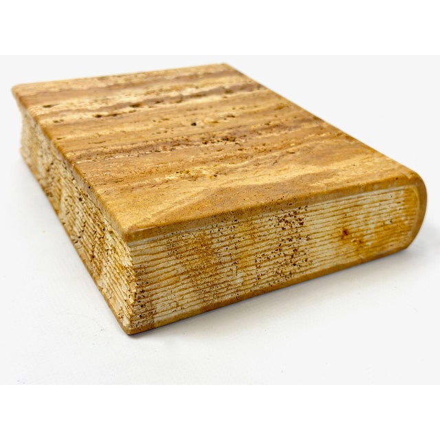 Mid-Century Modern Italian Travertine Bookend in the Shape of Book attributed to Fratelli Manelli, 1960s For Sale - Image 3 of 7