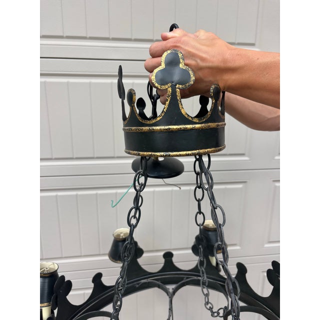 Niermann Weeks Regency Style Tole Chandelier For Sale - Image 9 of 11