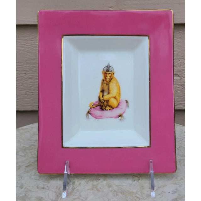 Ceramic Singerie Motif Showroom Sample Trinket Tray - Two Available For Sale - Image 7 of 13