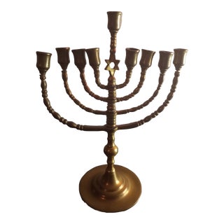 1960s Bronze Hannukah Menorah Candelabrum For Sale