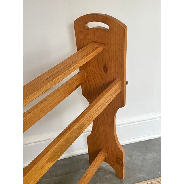 Vintage Benchmade Solid Oak Quilt or Blanket Rack For Sale - Image 12 of 13