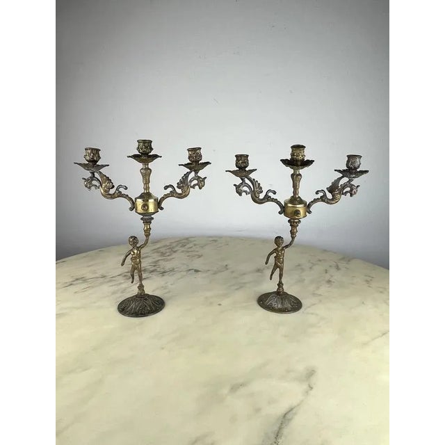 Copper Italian Bronze Candelabras, 1960s, Set of 2 For Sale - Image 8 of 9