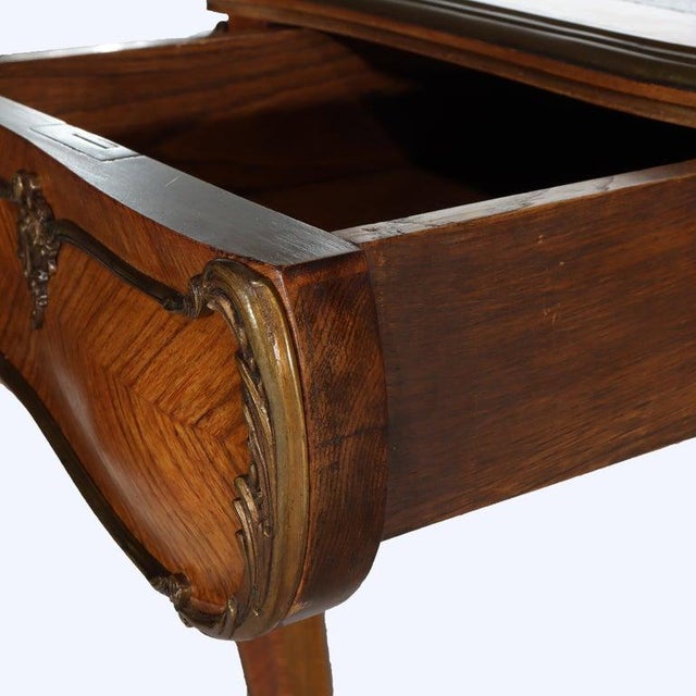Antique French Louis XV Bureau Plat Rosewood Inlaid Attributed to François Linke 19th C For Sale - Image 15 of 17