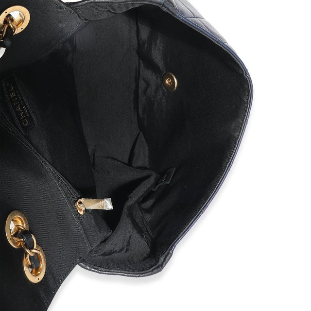 Navy Black Quilted Lambskin Medium Elegant CC Flap Bag For Sale - Image 9 of 9