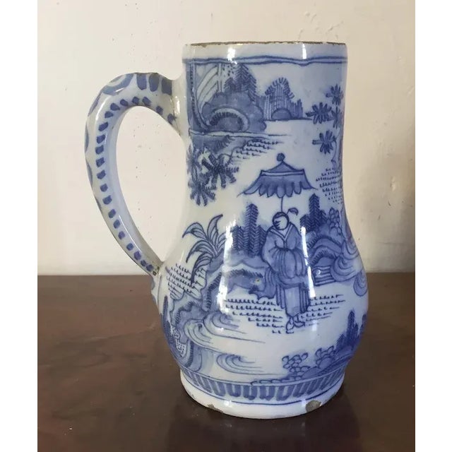 Chinese Antique 18th Century English Delft Tin Glaze Earthenware Mug For Sale - Image 3 of 11