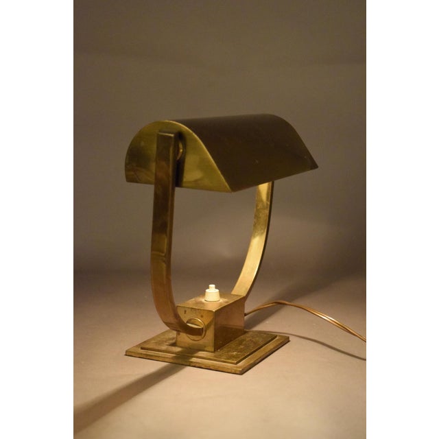 Art Deco Brass U-Frame Desk Lamp with Pivoting Shade, 1930s For Sale - Image 9 of 11