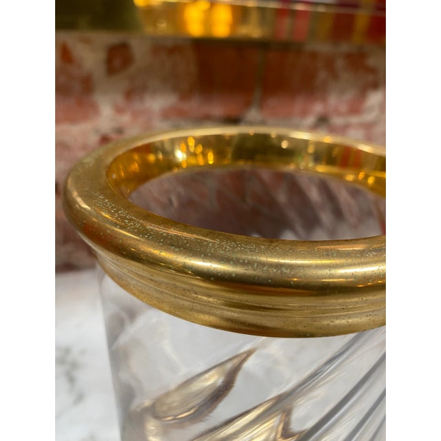 1980 Italian Brass and Glass Vase For Sale - Image 4 of 7