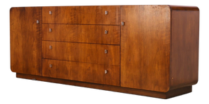 Founders Furniture Vintage Walnut and Chrome Mid Century Modern Lowboy Dresser C. 1970s