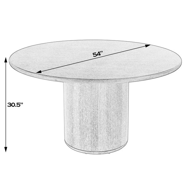 Modern Kersten 54 In. W Round Wood Single Pedestal Base Dining Table, Light Driftwood For Sale - Image 3 of 6