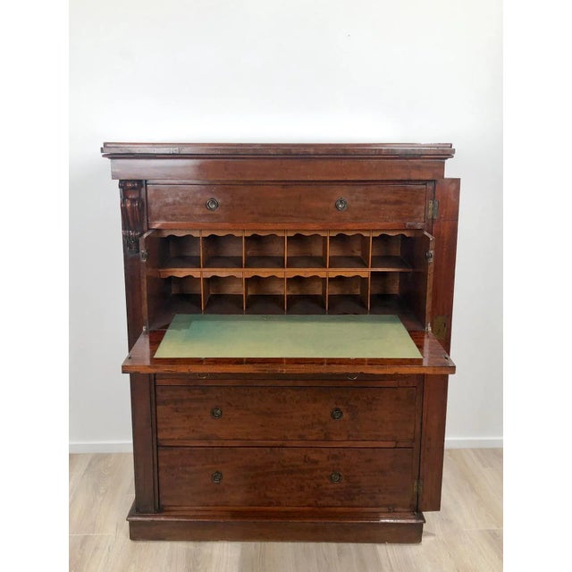 Brown 19th Century English Traditional Wellington Secretary Chest of Drawers For Sale - Image 8 of 11