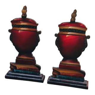 Vintage Trompe L’oeil Decorative Wooden Urns For Sale