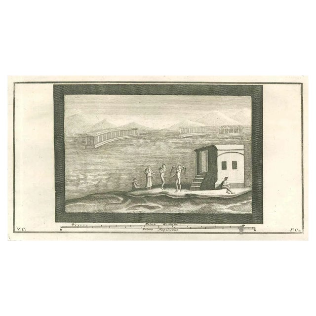 Ferdinando Campana, Roman Fresco from Antiquities of Herculaneum, 18th Century For Sale