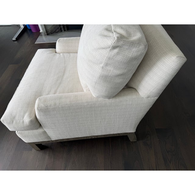 Contemporary Pair of A. Rudin No. 681 Lounge Chairs Upholstered in Ivory/Beige Fabric For Sale - Image 3 of 14