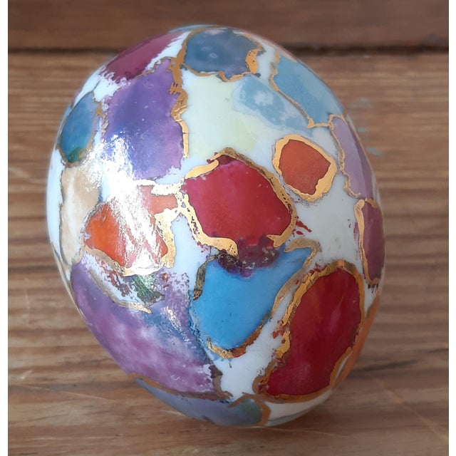 Abstract Modern Painted Ceramic Egg For Sale - Image 4 of 8