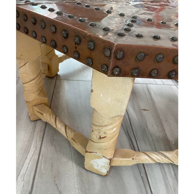1960s Brown-Saltman Spanish Mission Style Copper-Top Octagonal Cocktail Table For Sale - Image 10 of 12