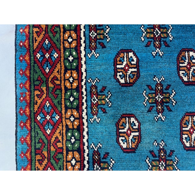 Blue Turkmen Style Tribal Runner Rug With Geometric Motifs, 2'9" X 9'4" For Sale - Image 12 of 15