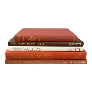 Vintage Warm Earth Tone Book Collection - Set of 5 For Sale