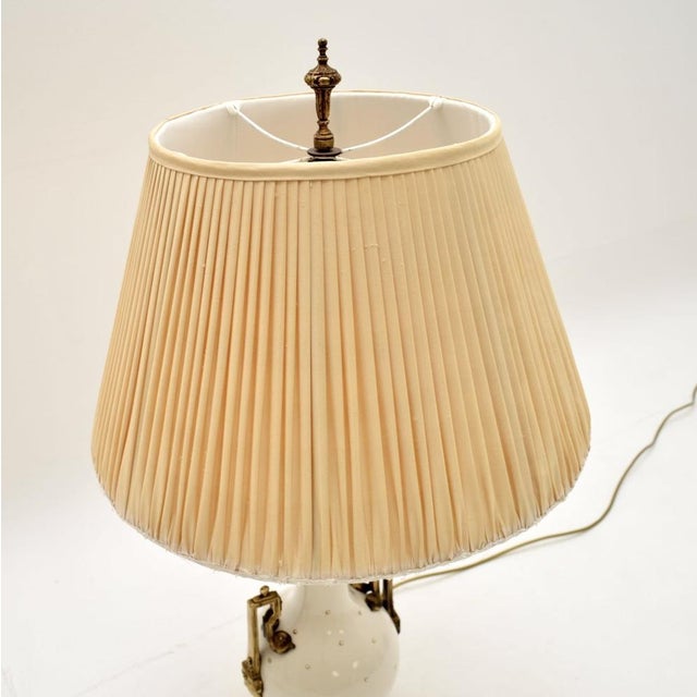 Vintage French Ceramic and Gilt Metal Table Lamps, 1950s, Set of 2 For Sale - Image 4 of 11