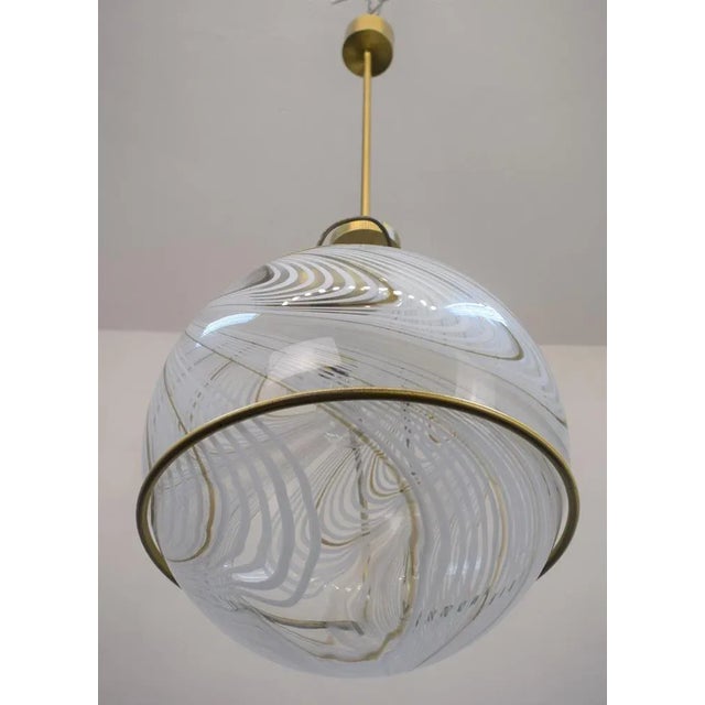 Lino tagliapietra for murrina, chandelier 1 light, italy, 70s. brass and glass. excellent condition, normal wear wear (see...