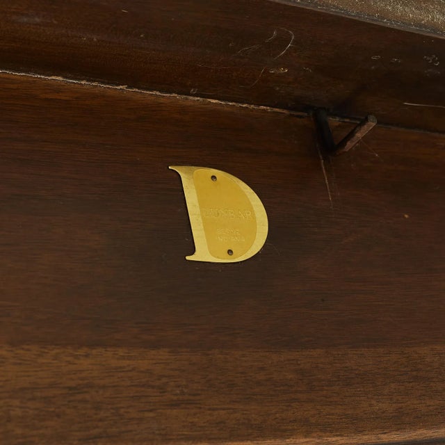 Dunbar Mid Century Expanding Hidden Leaf Walnut Dining Table With 2 Leaves For Sale - Image 12 of 13