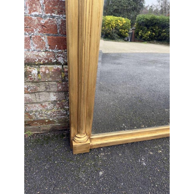 Large Antique English Carved Gilt Wood Column Mirror, 19th Century For Sale - Image 4 of 6