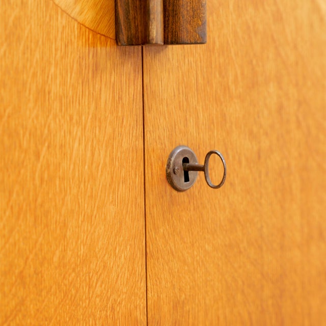 1950s Light Oak Gentleman's Armoire by Ton, Attributed For Sale In Los Angeles - Image 6 of 9