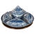 A rare and large Copeland Spode blue and white porcelain lazy susan set in the "Italian" pattern on a wooden turntable,...