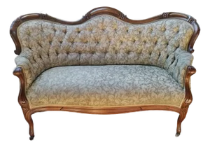 Early 20th Century Rare Victorian Tufted Love Seat in Walnut Frame
