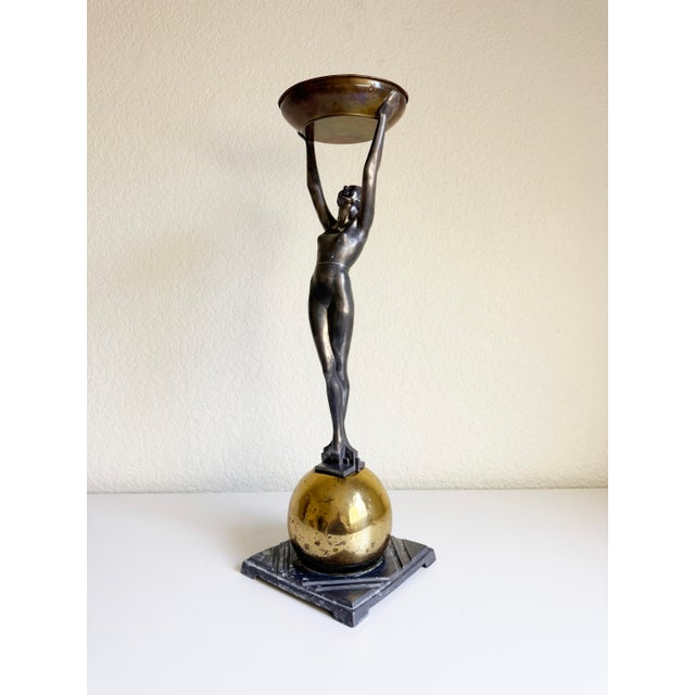 Art Deco Frankart Floor Ashtray "Standing Nude on Ball", 1920s For Sale - Image 16 of 17