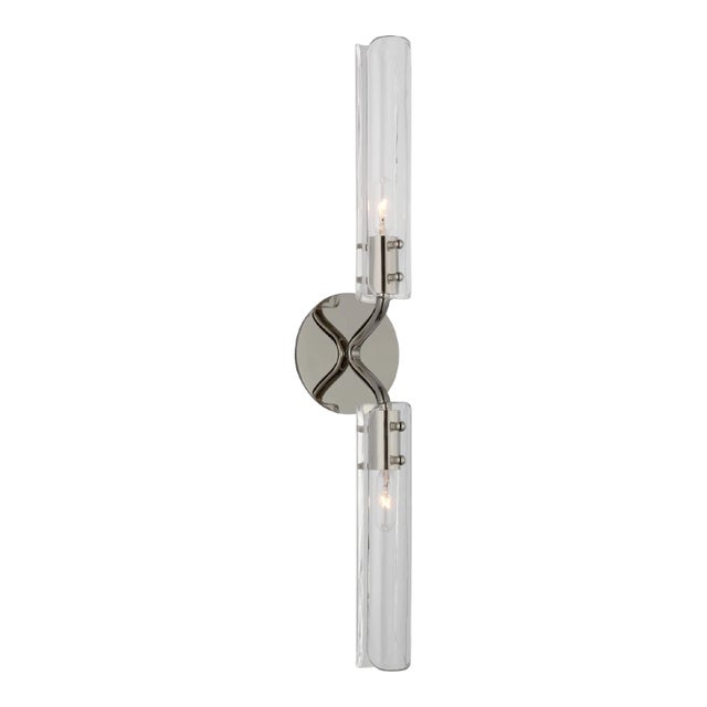 AERIN for Visual Comfort Signature Casoria 23" Linear Sconce in Polished Nickel with Clear Glass For Sale