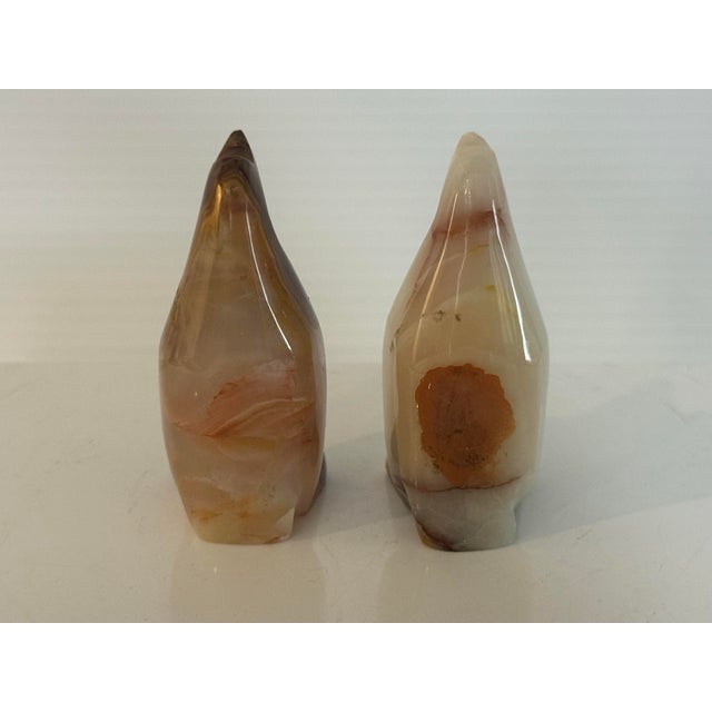 Mid-Century Modern Vintage Hand-Carved Translucent Stone Penguin Figurines — Pair 2.25” Tall For Sale - Image 3 of 10