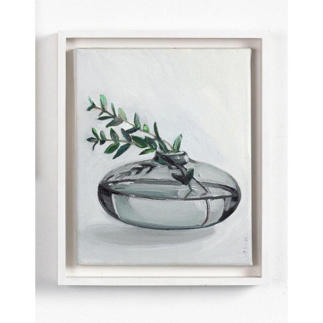 Justyna Kuklo, Grey Transparent Vase with a Twig, 2018, Oil Painting on Canvas, Framed For Sale - Image 6 of 7