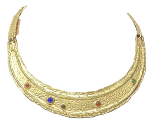 Vintage Les Bernard Egyptian Revivall Cleopatra Style Necklace With Gold-Tone Construction