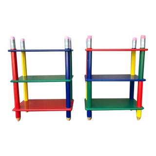 Pair of 1980s Multicolor Pencil Shelves by Pierre Sala For Sale