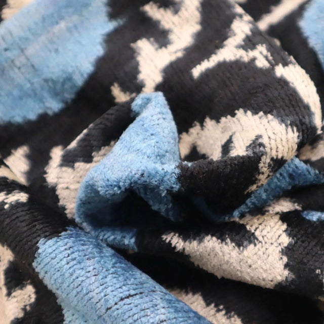 Contemporary Blue Velvet Throw Pillow & Down Insert For Sale - Image 9 of 10