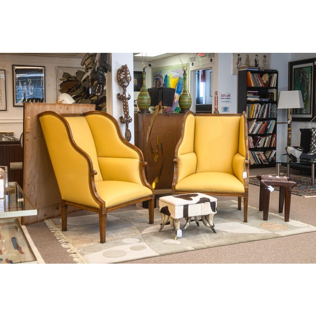 French William Switzer Louis XVI Style Porter Highback Contemporary Armchair For Sale - Image 3 of 11