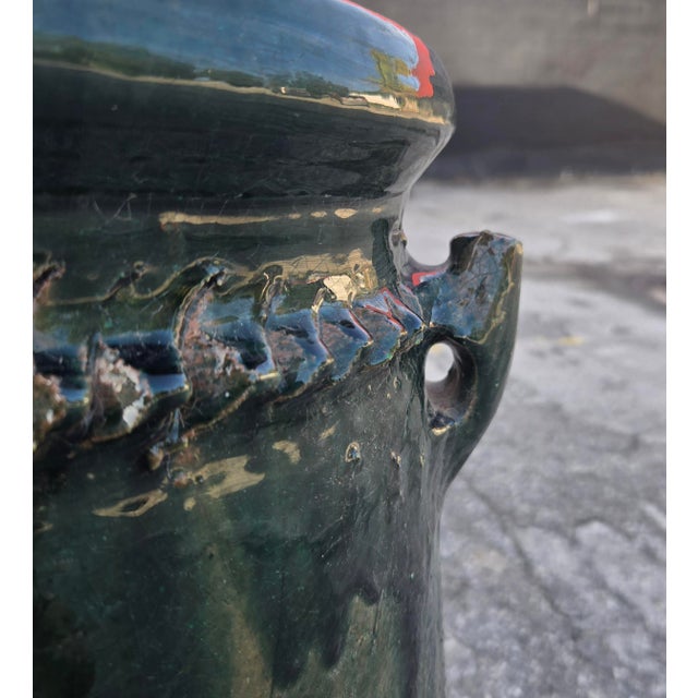 Moroccan Green Glazed Pottery Planter / Garden Urn For Sale - Image 4 of 6
