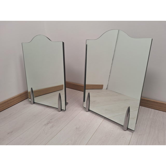 Mid-Century Modern Shark Table Mirrors with Chromed Brass Feet from Philippe Starck, 1980s, Set of 2 For Sale - Image 3 of 8