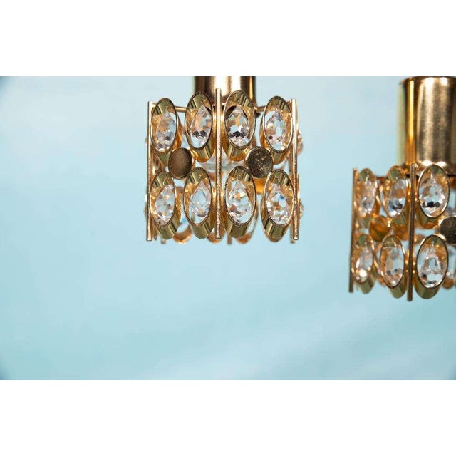 Metal Vintage Hanging Light in Messing and Crystal from Palwa For Sale - Image 7 of 11