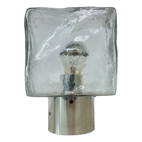 Iced Glass Ceiling Lamp by J.T. Kalmar, 1970s For Sale