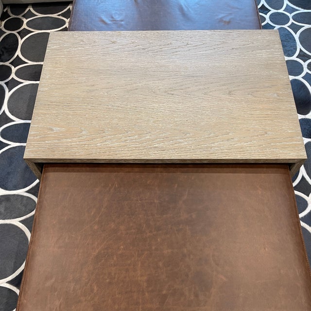 Restoration Hardware Bridge Leather Coffee Table Ottoman Chairish