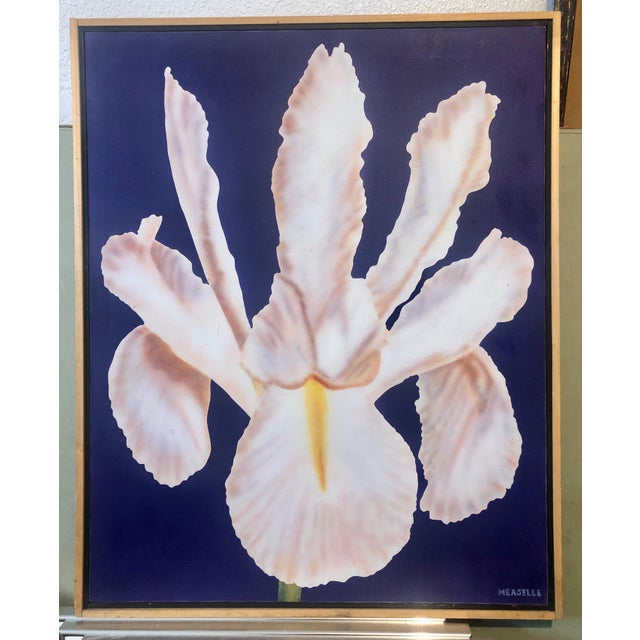 Clarence Measelle, Photorealism Still Life Acrylic Painting Flower Photo Realist Orchid, Vivid Blue For Sale - Image 11 of 11