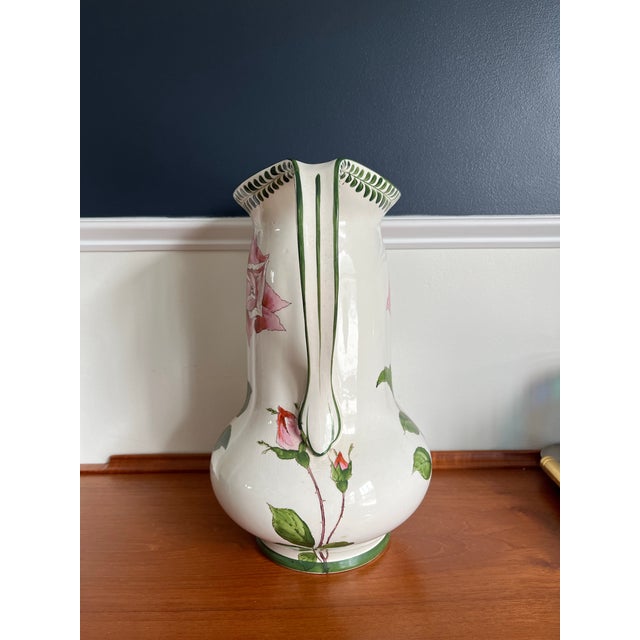 Vintage Furnivals Hand Painted Rose Water Jug Pitcher For Sale In New York - Image 6 of 9
