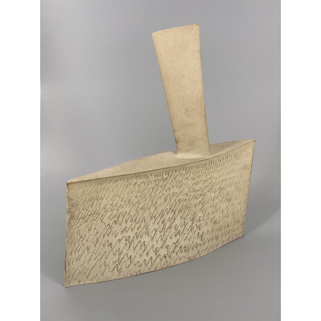 A studio ceramic * made of fireclay * with illegible signature at the bottom * created from basic geometric shapes *...
