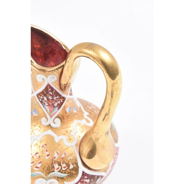 Gold Ornate Moser Glass Enamel and Gilt Pitcher or Ewer, 19th Century For Sale - Image 8 of 11